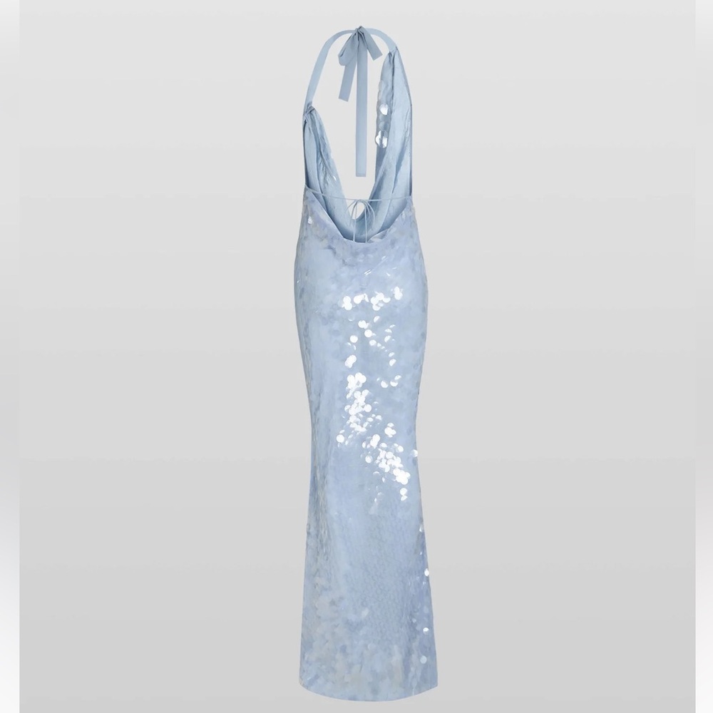 NWT Rat & Boa Anais Halter Maxi Dress in Crystal Water Blue Size M - Picture 7 of 17